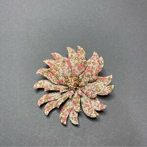 Vintage Coro enamel pink flower pin